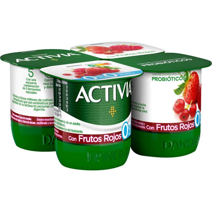ACTIVIA 0% CON FRUTOS ROJOS X4