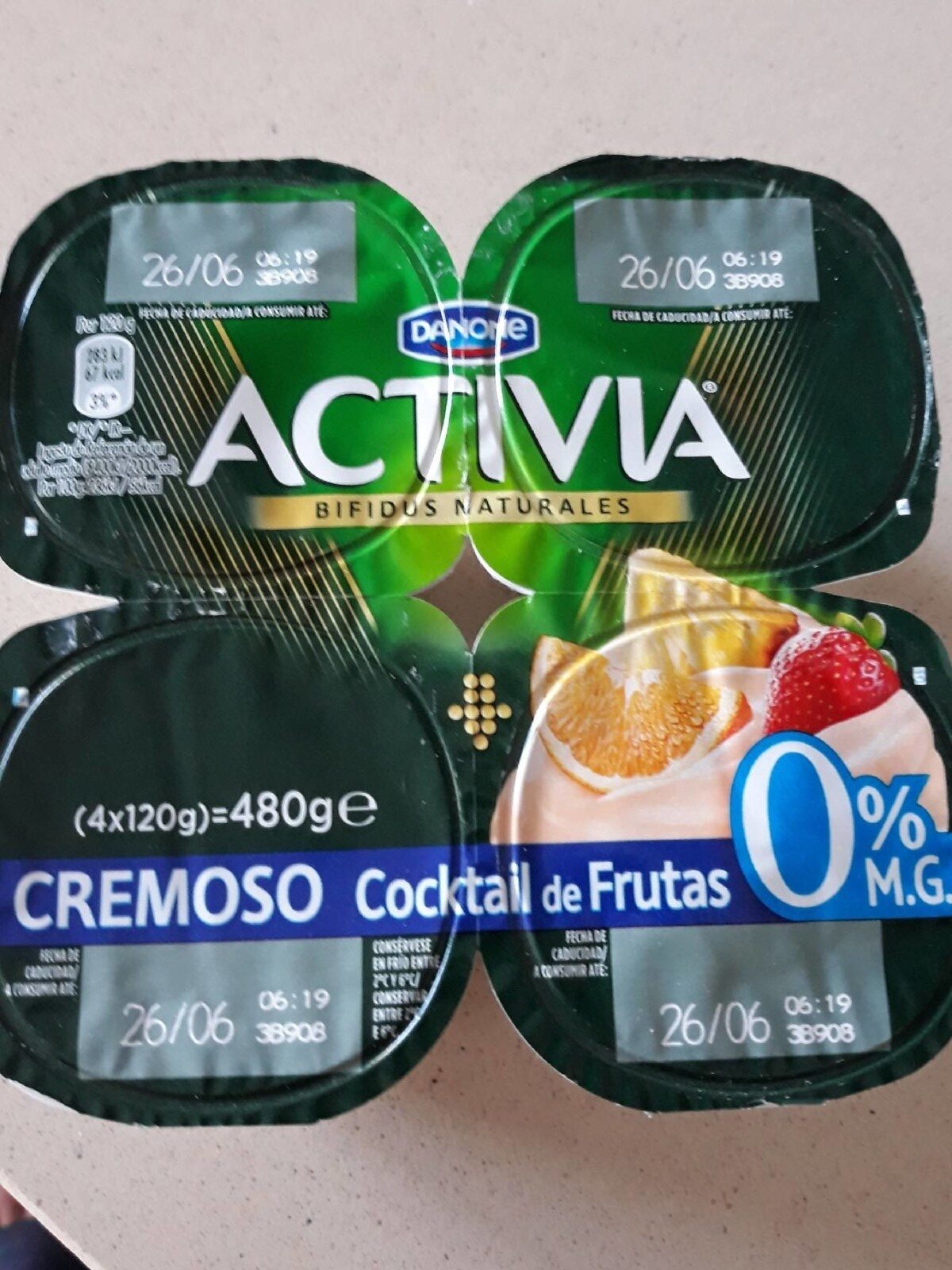 ACTIVIA 0% CREM.COCKT. FRU. X4