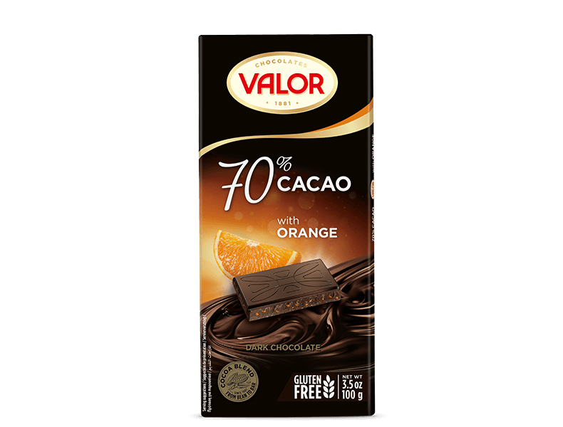 VALOR CHOCO 70 NARANJA SA 100G 17X1U
