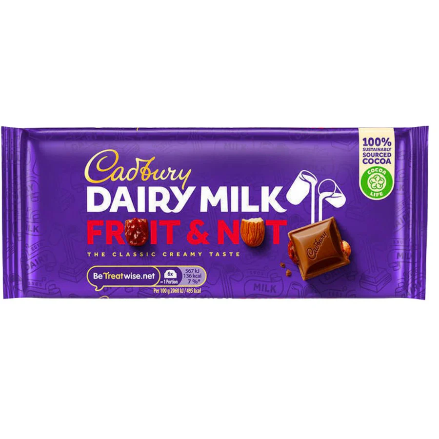 CDBRY 110G DAIRY MILK FRUITNUT 18U