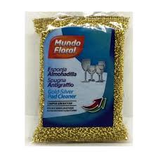 MUNDO FLORAL ESTROPAJO ORO CON PLATA