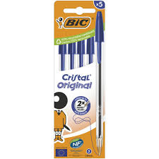 BIC BOLI CRISTAL MED AZUL BL 5